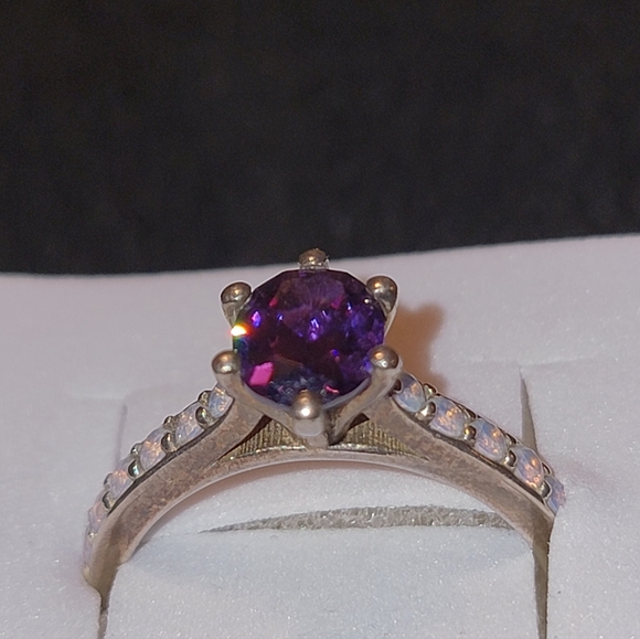 Amythest Ring With Opal Accents - Picture 3 of 4